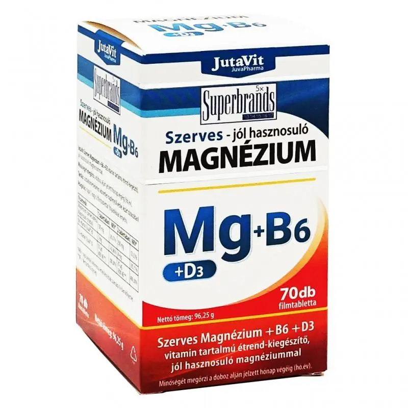 Jutavit Szerves Magnézium-B6+D3-vitamin filmtabletta – 70db