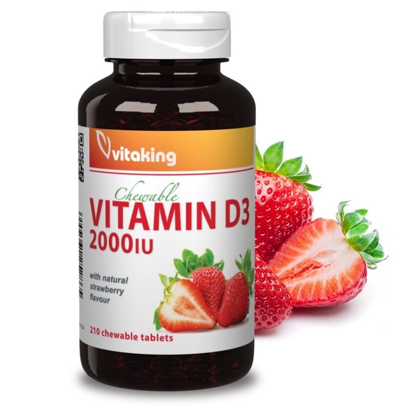 Vitaking D3-vitamin 2000NE epres ízű rágótabletta - 210 db